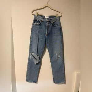 Agolde 90’s Pinch Waist Ripped High Waist Straight Leg Jeans 26